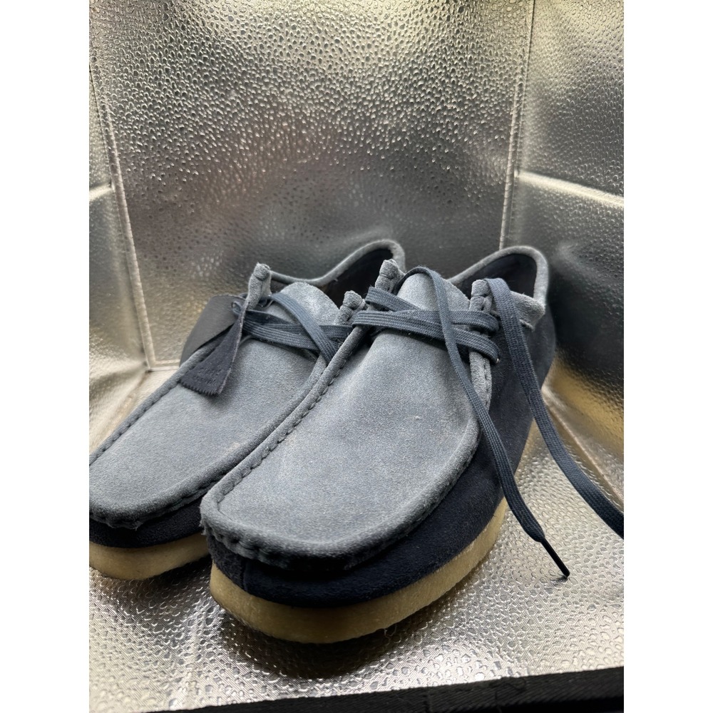 Clarks Originals Wallabee Navy Slate Blue Suede Crepe Sole Moccasin Shoes